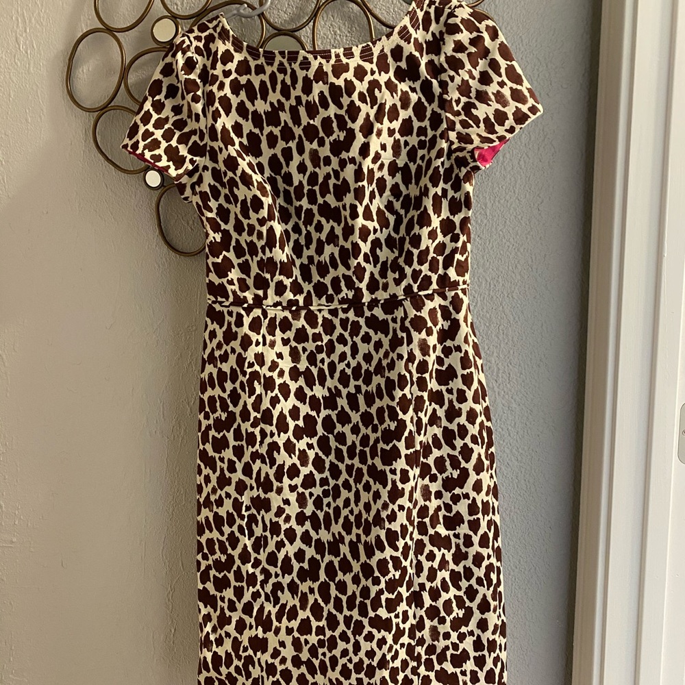 Jcrew dress in giraffe printed bi-stretch cotton